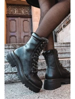 Dámské trapery kotníkové boty z eko kůže černé Bellora