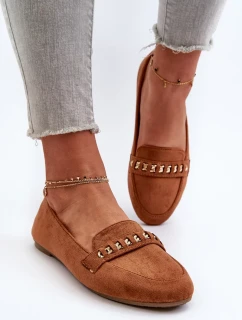 Lesklé dámské mokasíny s řetízkem Velbloudí Aredilla