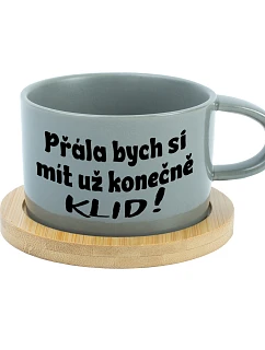PŘÁLA BYCH SI MÍT UŽ KONEČNĚ KLID! - šedý hrníček makronka 200 ml