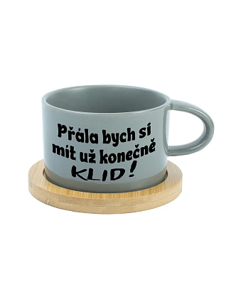 PŘÁLA BYCH SI MÍT UŽ KONEČNĚ KLID! - šedý hrníček makronka 200 ml