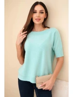 Dámský svetr z viskózy s krátkým rukávem mátový