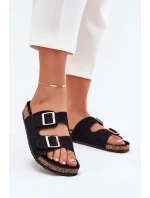 Dámské Pantofle Se Zlatými Sponami A Prošíváním Černé Lunera