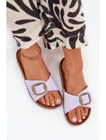 Dámské Pantofle S Přezkou Na Korek Plošině Fialové Zavira