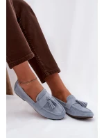 Dámské mokasíny s plochou podrážkou a třásněmi, modré Marilisse