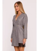 M871 Zavinovací šaty z tvídu - grafitové M871 Zavinovací šaty z tvídu - grafitové
