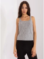 Šedý dámský dvoudílný komplet - top a svetr (8019)