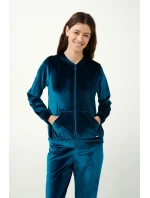 Vamp - Modrá sametová tepláková souprava na zip 21072 - Vamp Vamp - Modrá sametová tepláková souprava na zip 21072 - Vamp
