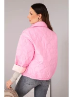 Dámská jarní prošívaná bunda s květinovým vzorem cukrově růžová Dámská jarní prošívaná bunda s květinovým vzorem cukrově růžová