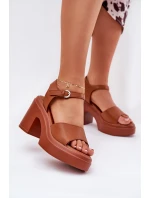 Dámské Sandály Na Masivním Podpatku A Platformě Z Eko Kůže Camel Korlevia