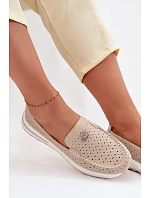 Dámské vzorované mokasíny z přírodní kůže béžové Kemela