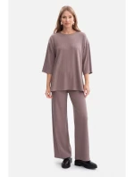 B301 Žebrovaný pletený top - kakao