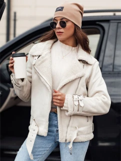 Dámská semišová bunda LEVERINO s ovčí kůží bílá FashionStreet TY4732