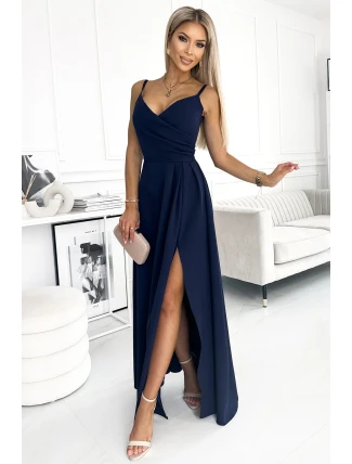 299-7 CHIARA elegantní maxi dlouhé šaty bez ramínek - ZELENÉ