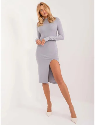 Šedé vypasované šaty s polorolákem (777) Šedé vypasované šaty s polorolákem (777)