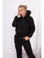 Zateplená souprava s mikinou vázanou ve spodní části černé barvy Zateplená souprava s mikinou vázanou ve spodní části černé barvy