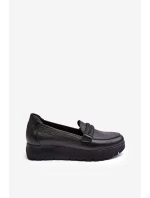 Kožené polobotky s platformou se zdobením černé Lemar Lehira