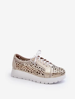 Kožené Polobotky Na Platformě Bežové Hypnosis