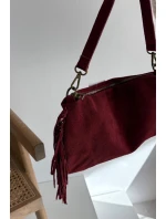 Kožená semišová kabelka s třásněmi bordová Jessira Kožená semišová kabelka s třásněmi bordová Jessira