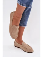 Dámské mokasíny s malým zlatým detailem tmavě béžové Sarivelle