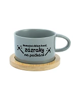 NEMOŽNÉ DĚLÁM HNED, ZÁZRAKY NA POČKÁNÍ - šedý hrníček makronka 200 ml NEMOŽNÉ DĚLÁM HNED, ZÁZRAKY NA POČKÁNÍ - šedý hrníček makronka 200 ml
