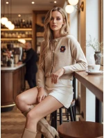 Dámský svetr s výšivkou AMELIE béžový FashionStreet MY2469