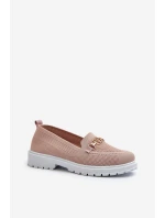 Dámské Mokasíny Na Ploché Podrážce S Zlatým Detailom Růžové Limentia Dámské Mokasíny Na Ploché Podrážce S Zlatým Detailom Růžové Limentia
