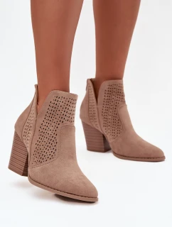Odkryté dámské kotníkové boty na podpatku S.Barski HY51-060 béžové