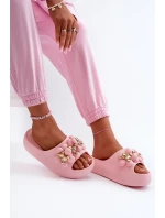 Dámské pěnové pantofle se zdobením na silné podrážce růžové Bremavia