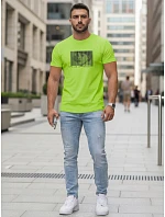 Pánské tričko FashionStreet s potiskem v limetkově zelené barvě NX5014R Pánské tričko FashionStreet s potiskem v limetkově zelené barvě NX5014R