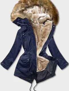 Tmavě modrá dámská bunda parka s odepínací podšívkou (m-21201)