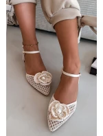 Dámské sandály na klínku s ozdobným detailem světle béžové Vionessa