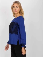 Dámská halenka LK-BZ-506877.15x Královská modř s černou - FPrice