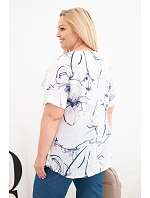 Dámská bavlněná halenka Plus Size s krátkým rukávem a kapsou bílá Dámská bavlněná halenka Plus Size s krátkým rukávem a kapsou bílá