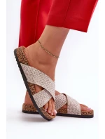 Dámské pantofle na korkové platformě béžové Tesolen Dámské pantofle na korkové platformě béžové Tesolen