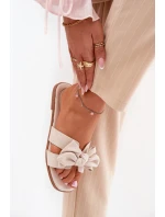 Plné Dámské Pantofle S Mašlí Béžové Tobin