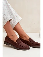 Dámské mokasíny Loafersy z eko semiše čokoládové Laisie Dámské mokasíny Loafersy z eko semiše čokoládové Laisie