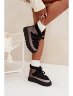 Dámské nízké sněhule s hřejivým kožíškem a silným šněrováním Xarina – černé