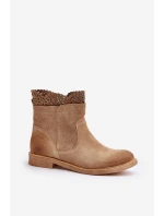 Nízké Dámské Botky Na Plochém Podpatku Semišové Lewski 3624 Béžové