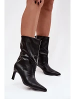 Vklouzněte dámské kotníkové boty na jehlovém podpatku z ekokůže černé Norell