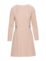 S419 Šaty s ozdobnými knoflíky v pase - béžové