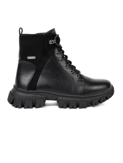 Pěkné dámské černé kotníčkové boty platforma