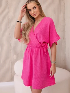 Mušelínové šaty s pasem růžový