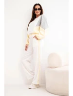 Dámská souprava máslo s volnou mikinou a kalhotami s širokým nohavicí žlutý
