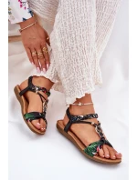 Dámské Ploché Sandály S Pleteným Páskem A Dekorací Černé Artiker 56C1318 Dámské Ploché Sandály S Pleteným Páskem A Dekorací Černé Artiker 56C1318