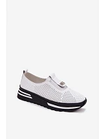 Dámské nazouvací polobotky z pravé kůže S.Barski LR61-7092 Bílá Dámské nazouvací polobotky z pravé kůže S.Barski LR61-7092 Bílá