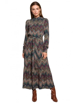 S291 Maxi šaty s aztéckým potiskem - model 2
