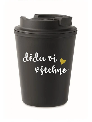 DĚDA VÍ VŠECHNO - černý termohrnek 300 ml