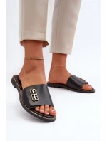 Zazoo Elegantní dámské kožené pantofle , černé