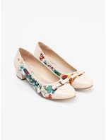 Luxusní dámské  lodičky vícebarevné na širokém podpatku