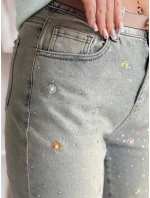 Dámské džínové kalhoty s květinovým vzorem PERLAON blue FashionStreet UY2477